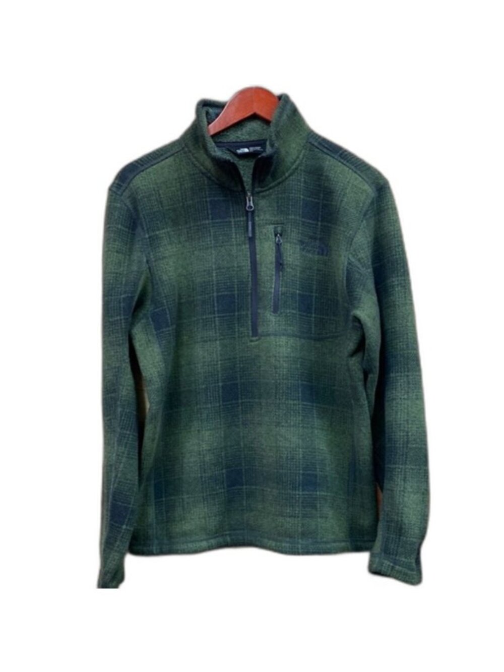 The North Face Plaid Fleece Quarter Zip Pullover Small